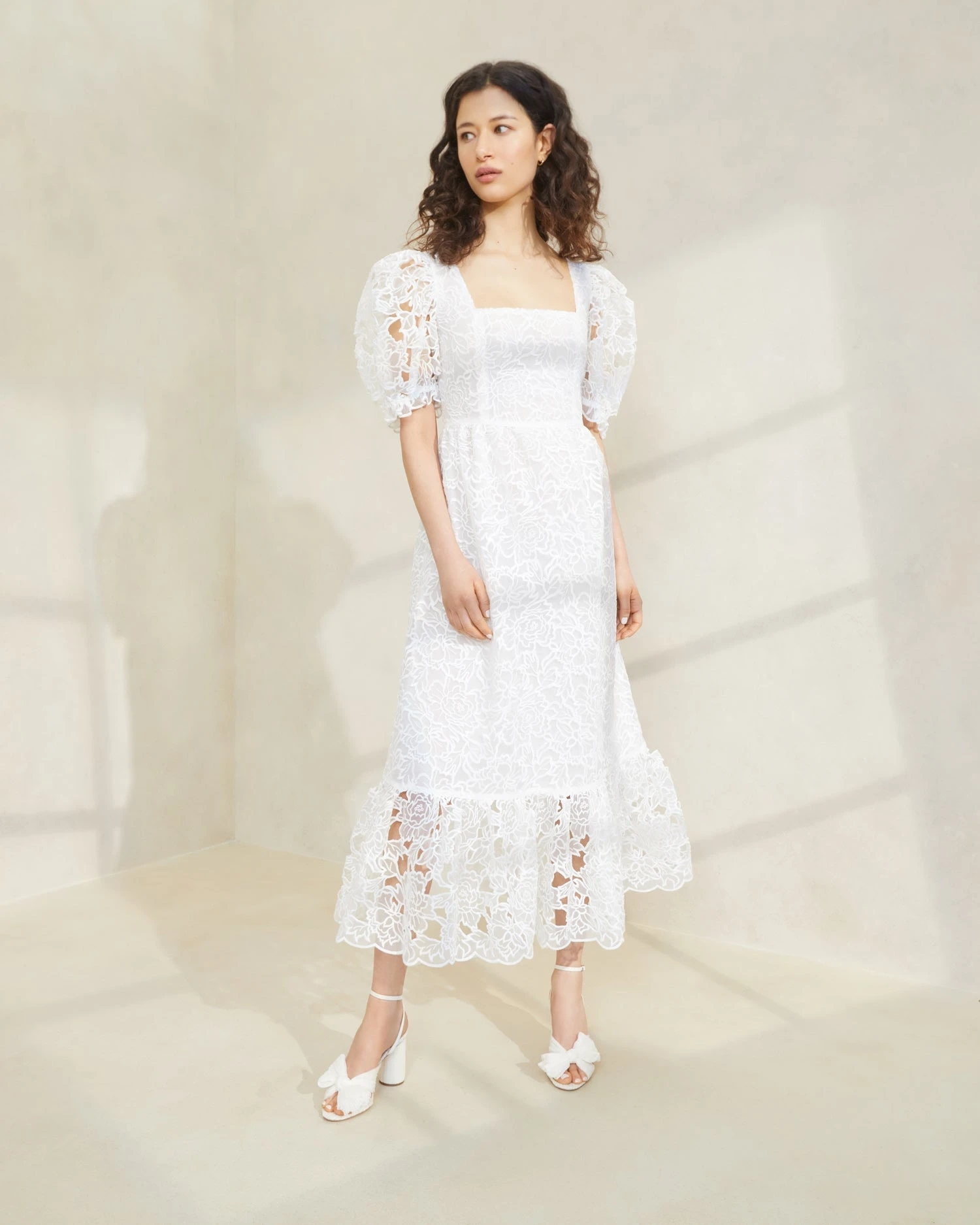 Loeffler Randall Addison Cream Puff-Sleeve Dress 3 Loeffler Randall Addison Cream Puff-Sleeve Dress