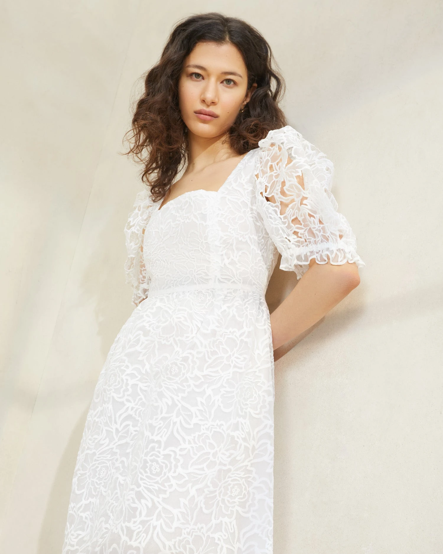 Loeffler Randall Addison Cream Puff-Sleeve Dress 4 Loeffler Randall Addison Cream Puff-Sleeve Dress - Image 2