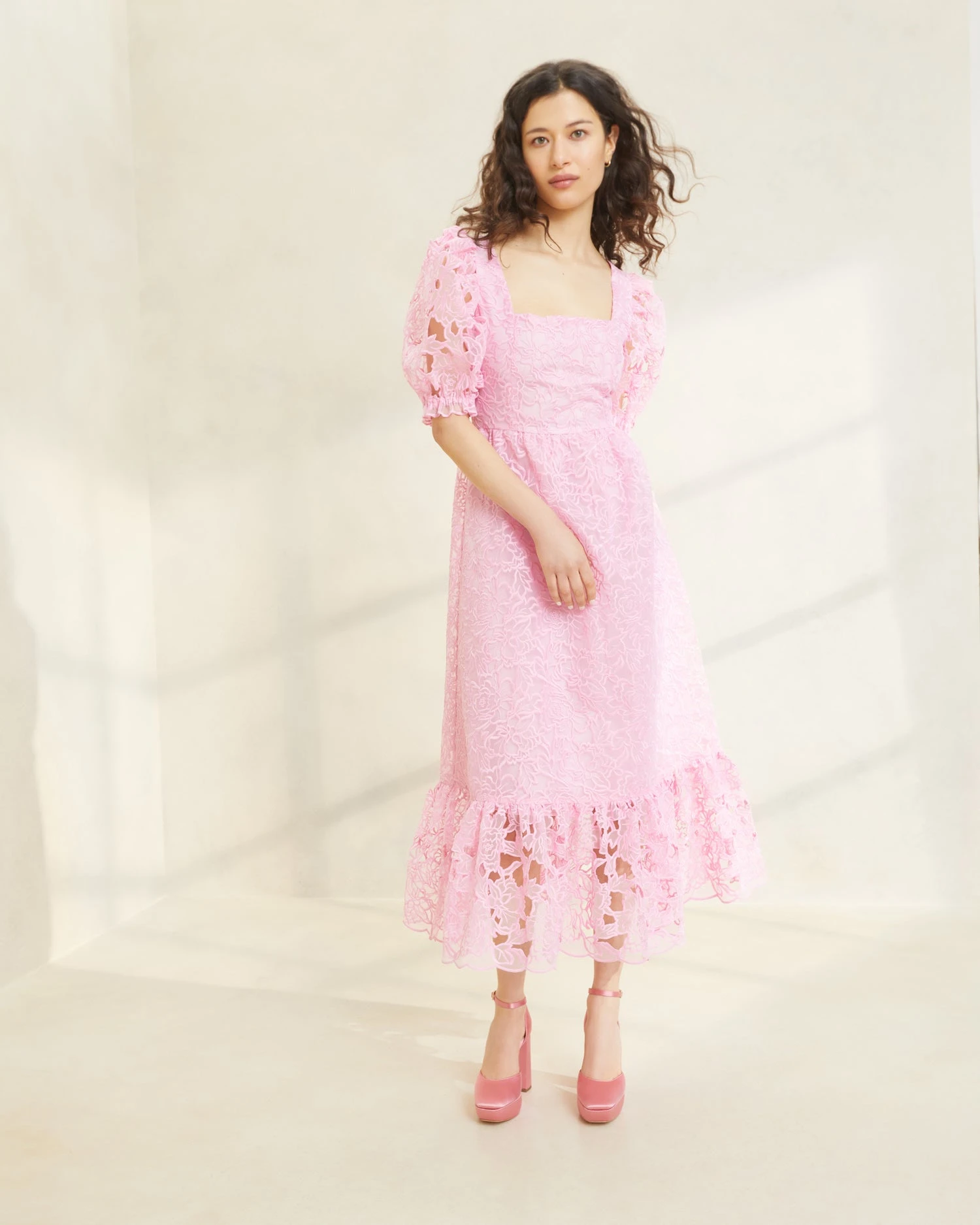 Loeffler Randall Addison Pink Puff-Sleeve Dress 3 Loeffler Randall Addison Pink Puff-Sleeve Dress