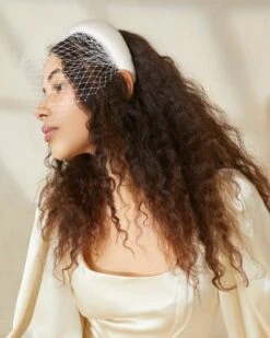 Loeffler Randall Adora Cream Veiled Headband 7 Loeffler Randall Adora Cream Veiled Headband -Loeffler Randall ADORA SATM CREAM 3