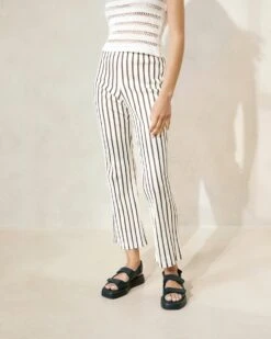 Loeffler Randall Alex Brown Striped Pant