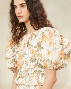 Loeffler Randall Anna Floral Puff-Sleeve Peplum Top -Loeffler Randall ANNA CBFFL 069copy2 1