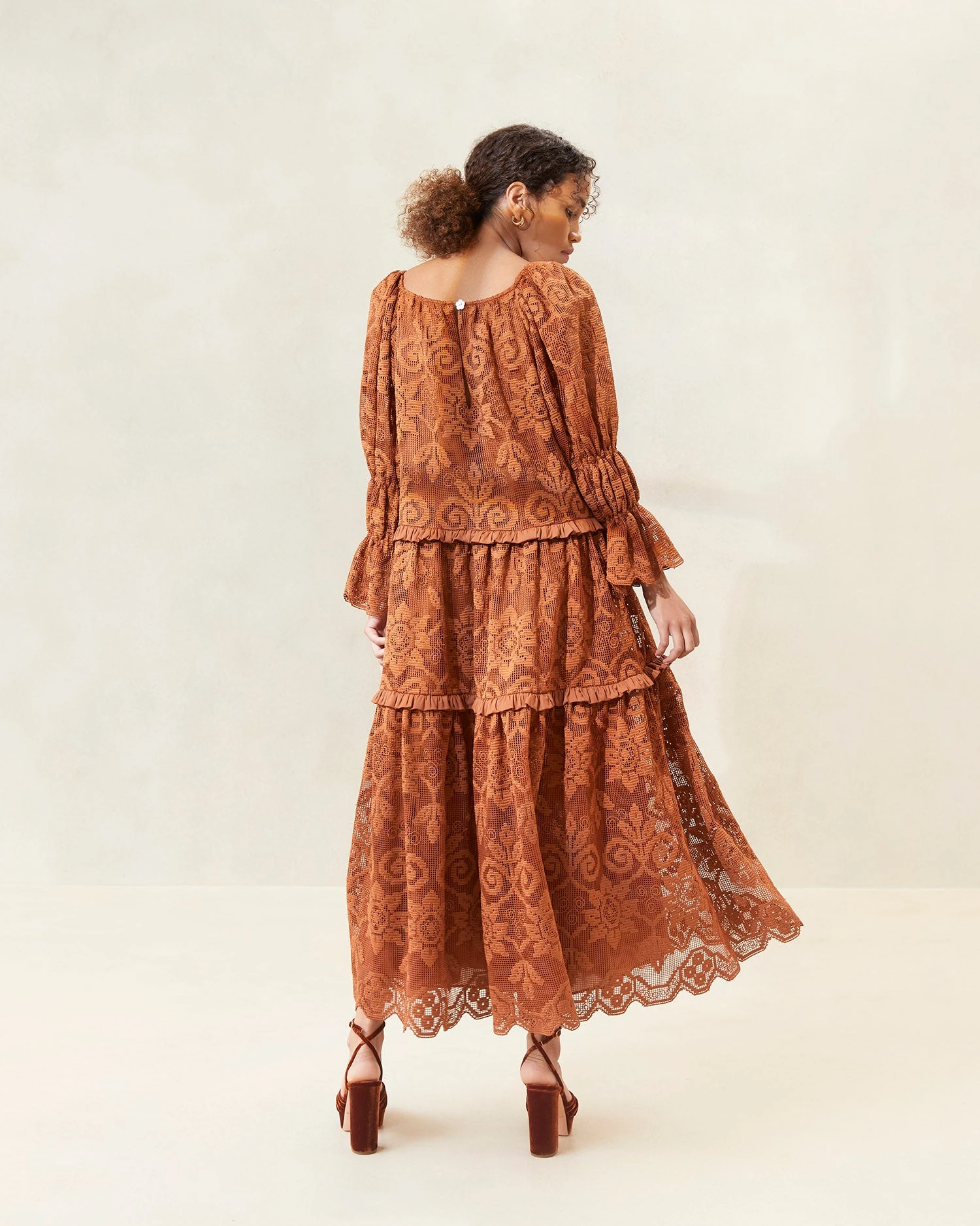 Loeffler Randall Antoinette Terracotta Tiered Lace Dress 4 Loeffler Randall Antoinette Terracotta Tiered Lace Dress - Image 2