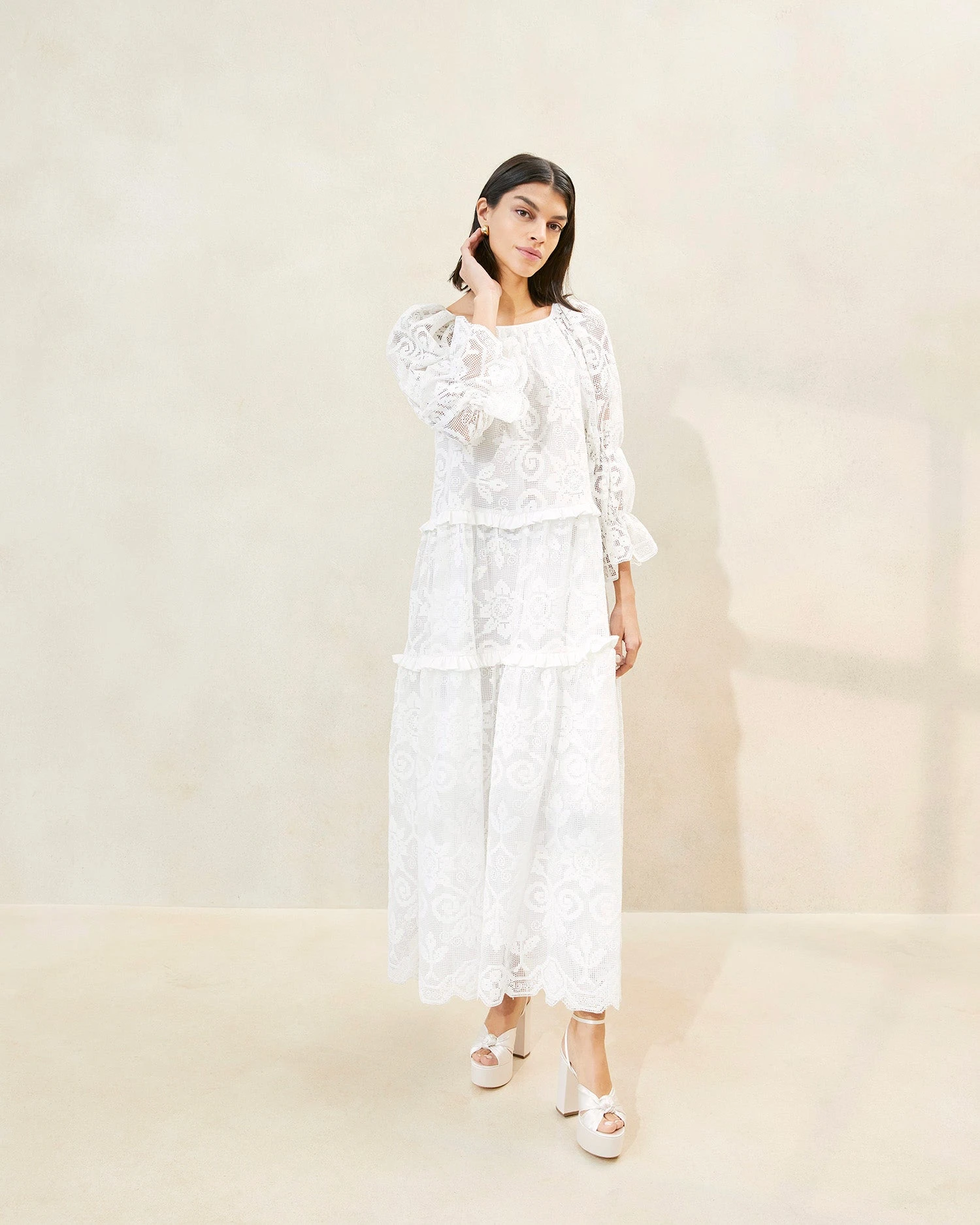 Loeffler Randall Antoinette White Tiered Lace Dress 3 Loeffler Randall Antoinette White Tiered Lace Dress