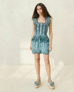 Loeffler Randall Arden Green Gingham Scalloped Blouse 7 Loeffler Randall Arden Green Gingham Scalloped Blouse -Loeffler Randall ARDEN CTN MGRGI 003copy2