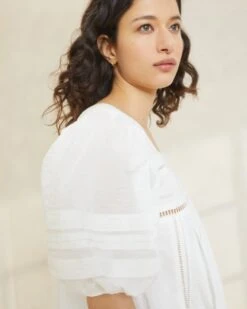 Loeffler Randall August White Puffed Sleeve Dress -Loeffler Randall AUGUST WHITE 2239