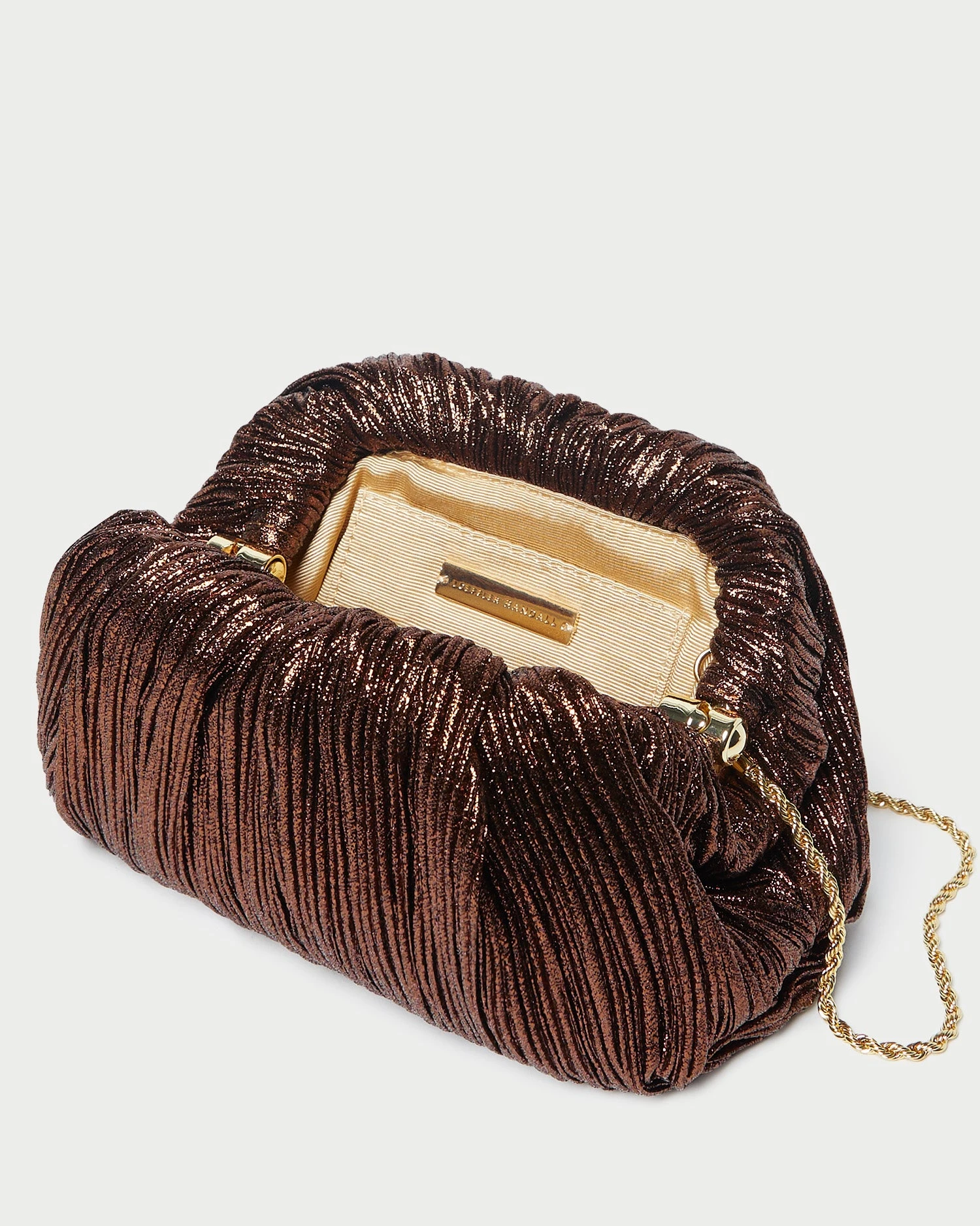 Loeffler Randall Bailey Mocha Pleated Dome Clutch 6 Loeffler Randall Bailey Mocha Pleated Dome Clutch - Image 4