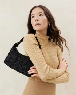 Loeffler Randall Barry Black Gathered Shoulder Bag 11 Loeffler Randall Barry Black Gathered Shoulder Bag -Loeffler Randall BARRY MO BLACK 015copy