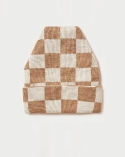 Loeffler Randall Bartlet Camel Checker Knit Beanie
