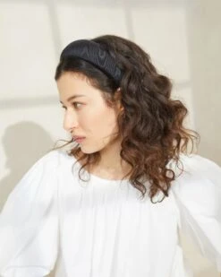 Loeffler Randall Bellamy Black Moiré Headband 7 Loeffler Randall Bellamy Black Moiré Headband -Loeffler Randall BELLAMY MO BLACK 5