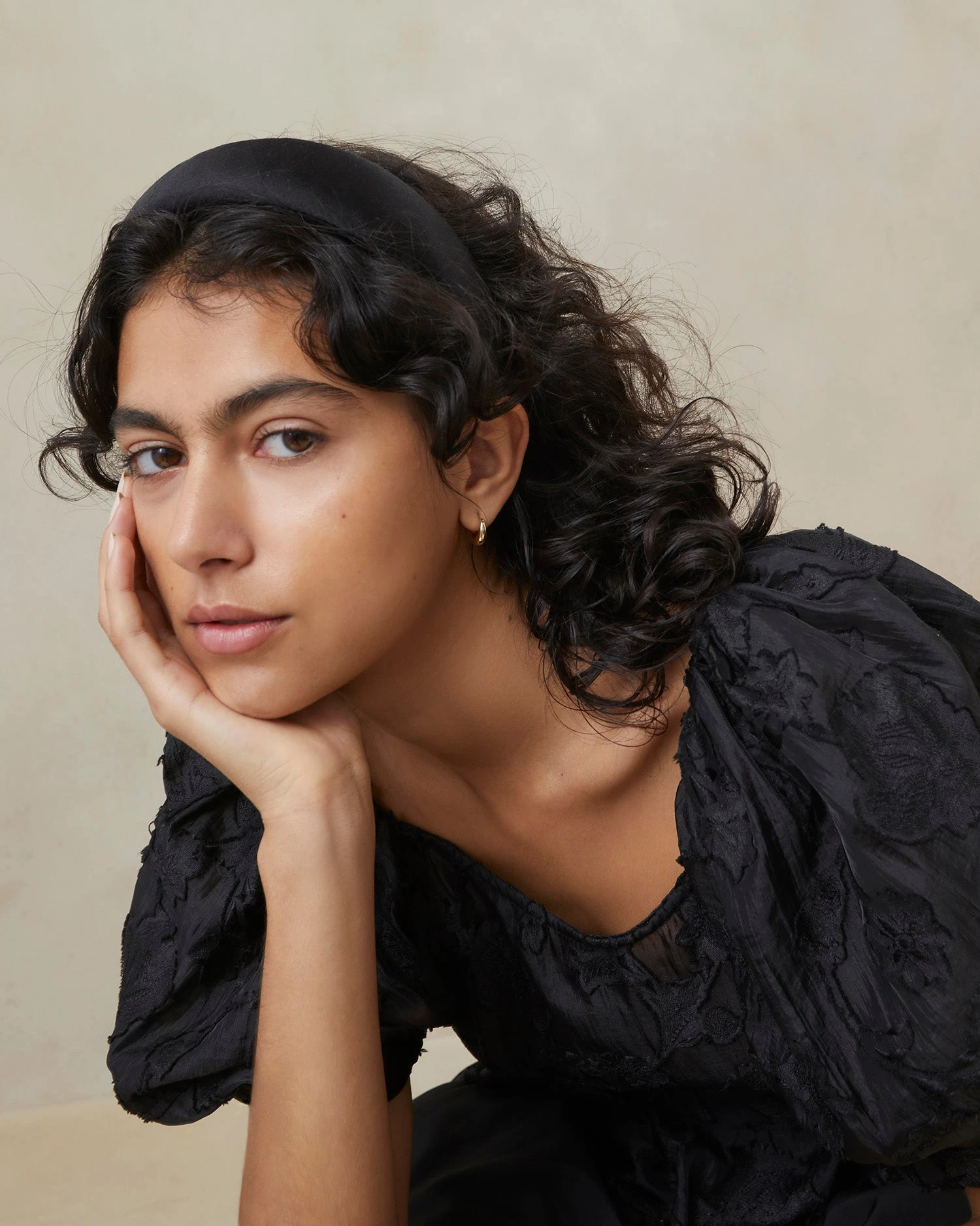 Loeffler Randall Bellamy Black Satin Puffy Headband 5 Loeffler Randall Bellamy Black Satin Puffy Headband - Image 3