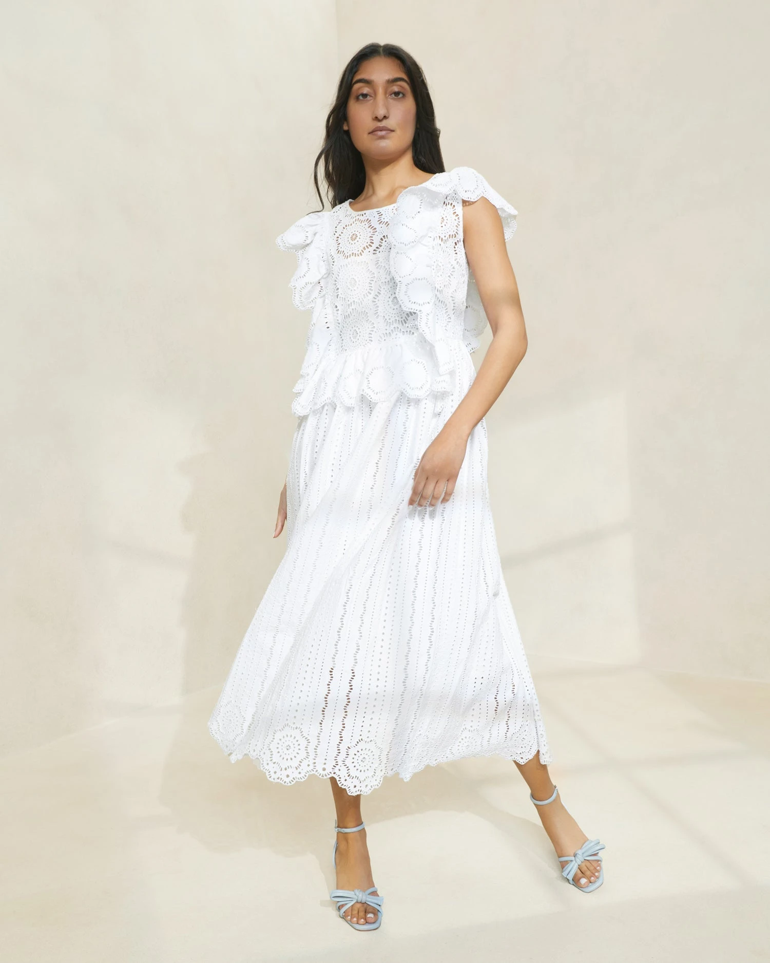 Loeffler Randall Brynn Ivory Flutter-Sleeve Lace Dress 3 Loeffler Randall Brynn Ivory Flutter-Sleeve Lace Dress