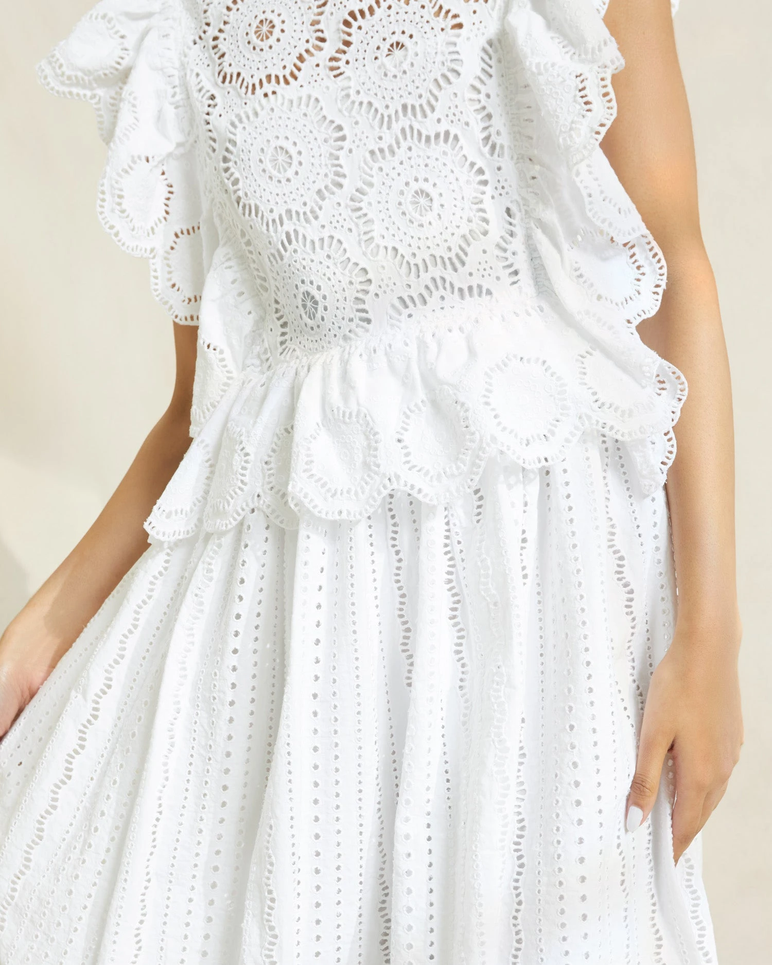 Loeffler Randall Brynn Ivory Flutter-Sleeve Lace Dress 4 Loeffler Randall Brynn Ivory Flutter-Sleeve Lace Dress - Image 2