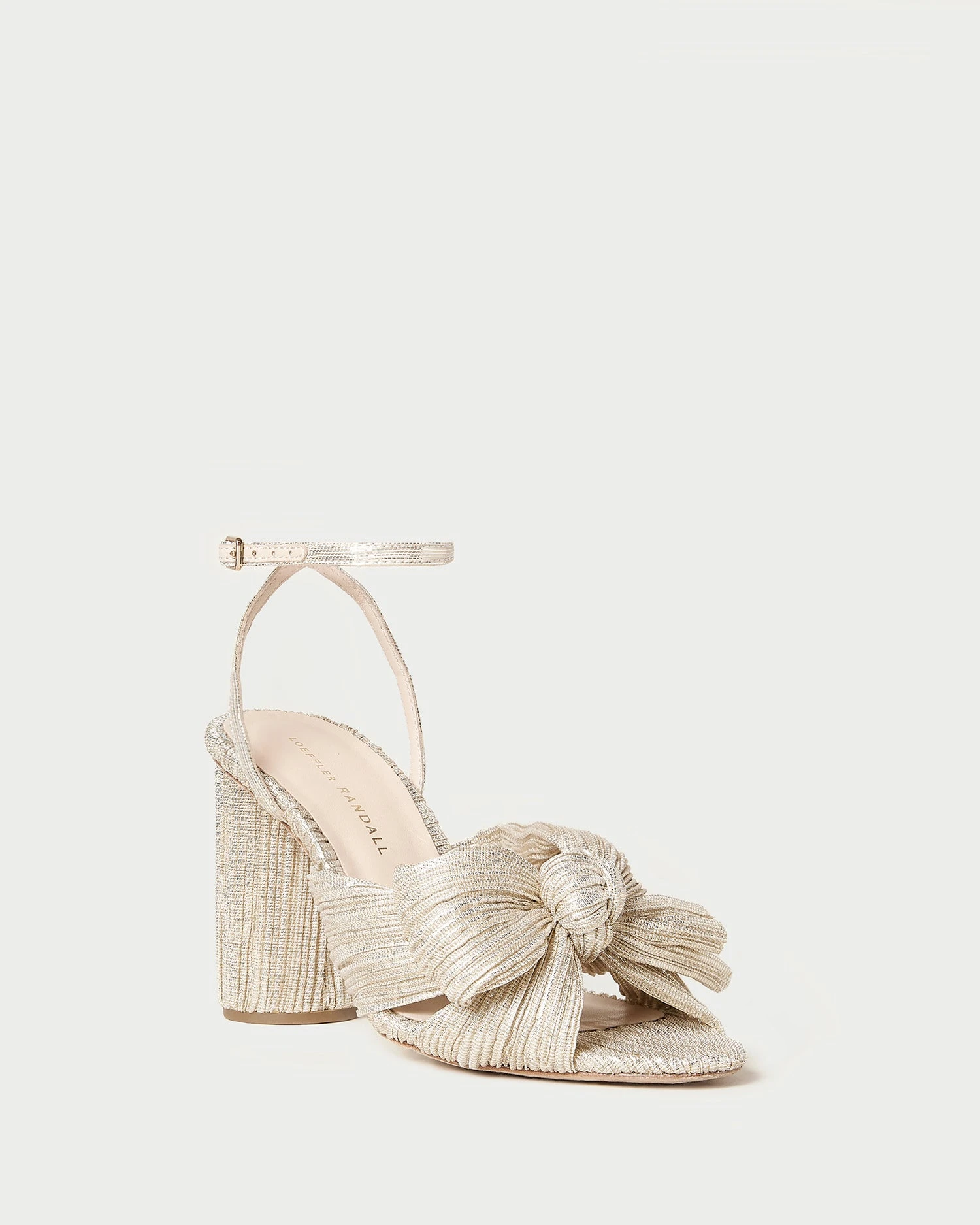 Loeffler Randall Camellia Platinum Pleated Bow Heel 3 Loeffler Randall Camellia Platinum Pleated Bow Heel