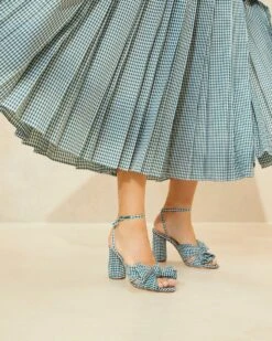 Loeffler Randall Camellia Green Gingham Bow Heel 10 Loeffler Randall Camellia Green Gingham Bow Heel -Loeffler Randall CAMELLIA PLFA MGRGI 007copy