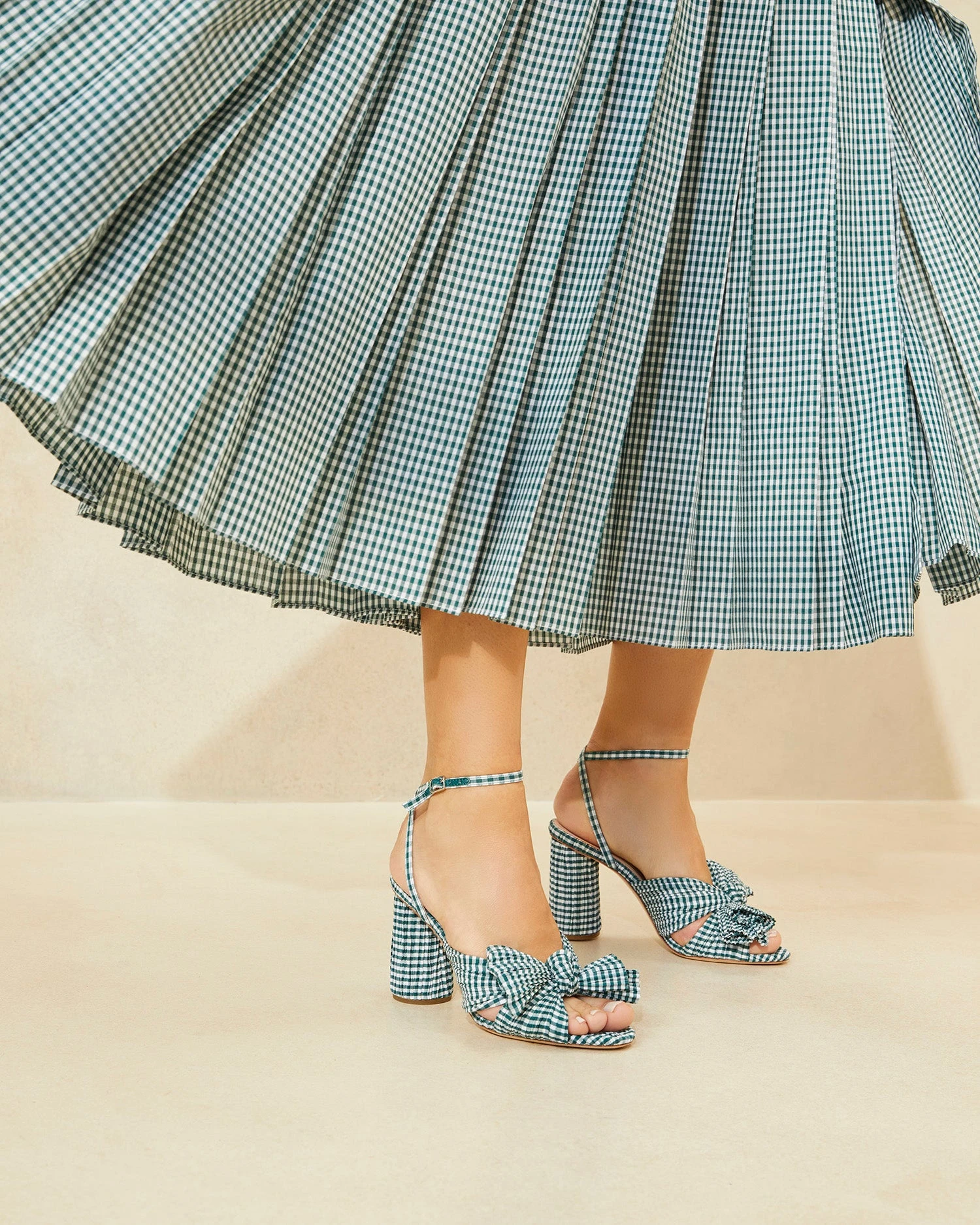 Loeffler Randall Camellia Green Gingham Bow Heel 6 Loeffler Randall Camellia Green Gingham Bow Heel - Image 5