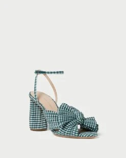 Loeffler Randall Camellia Green Gingham Bow Heel