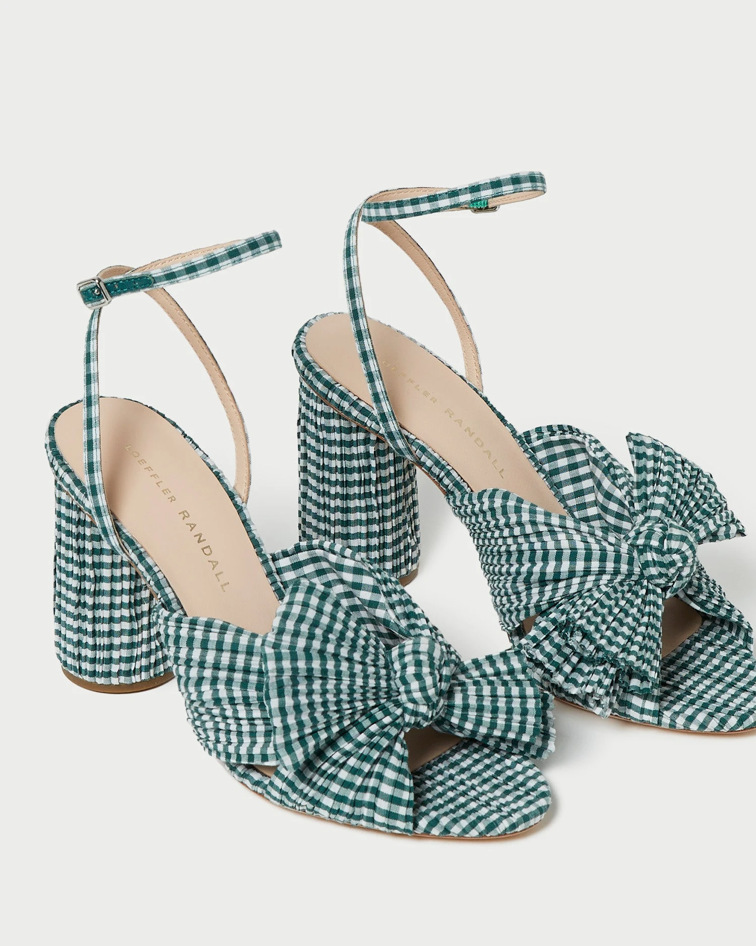 Loeffler Randall Camellia Green Gingham Bow Heel 5 Loeffler Randall Camellia Green Gingham Bow Heel - Image 3