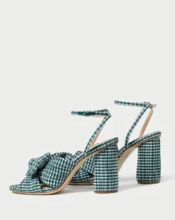 Loeffler Randall Camellia Green Gingham Bow Heel 10 Loeffler Randall Camellia Green Gingham Bow Heel -Loeffler Randall CAMELLIA PLFA MGRGI 4 1