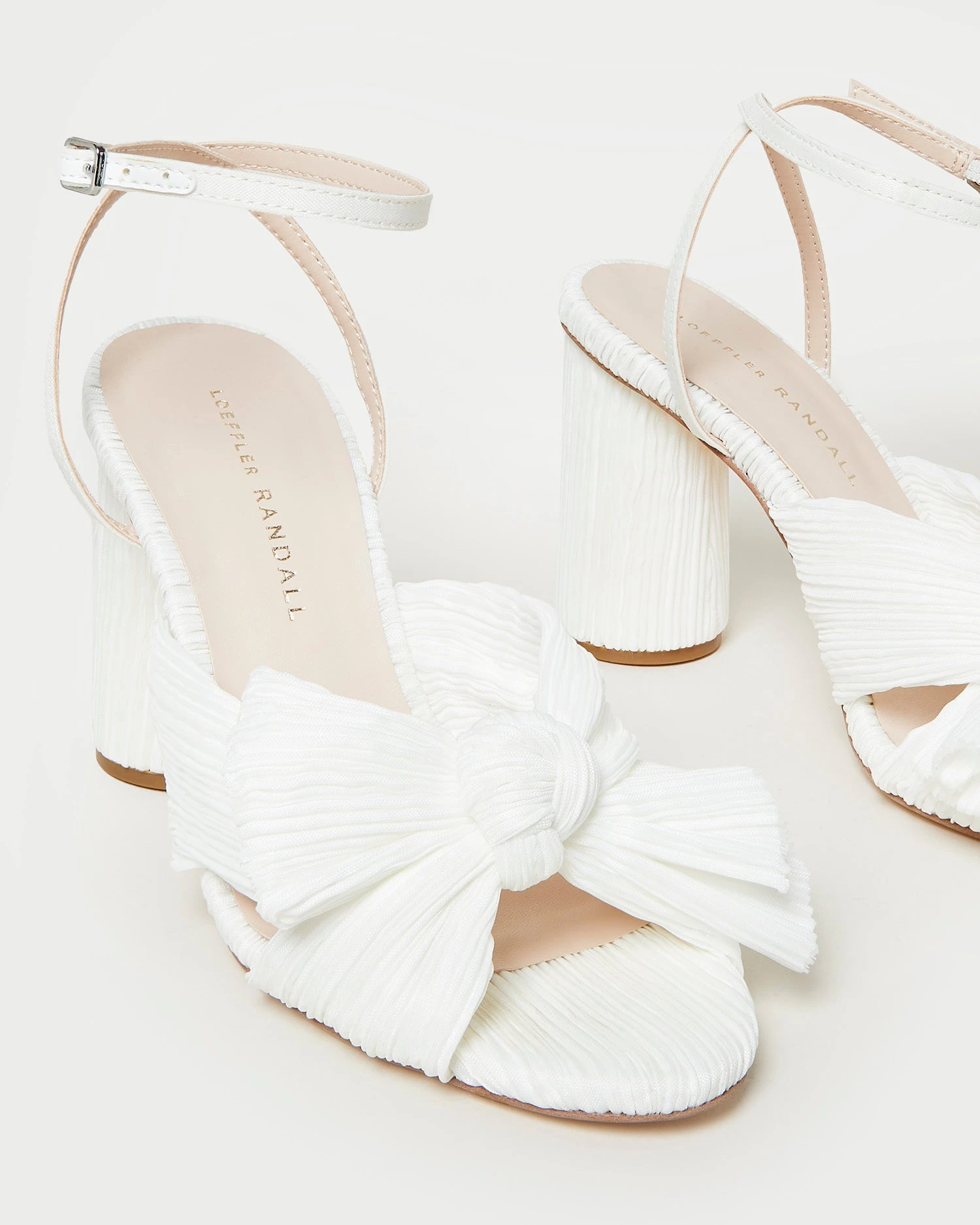 Loeffler Randall Camellia White Pleated Bow Heel 5 Loeffler Randall Camellia White Pleated Bow Heel - Image 3