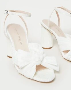 Loeffler Randall Camellia White Pleated Bow Heel 9 Loeffler Randall Camellia White Pleated Bow Heel -Loeffler Randall CAMELLIA PLFV WHITE 3