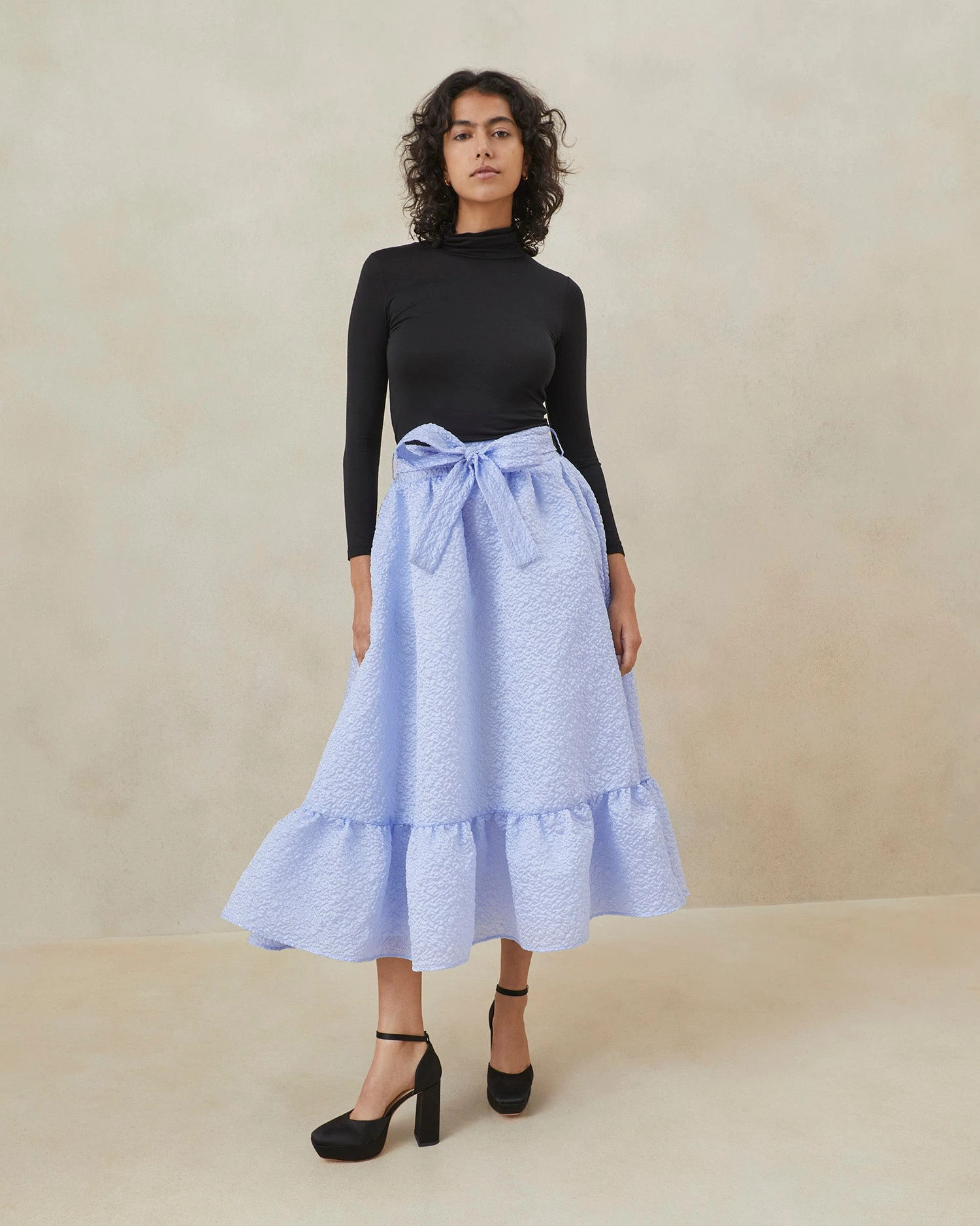 Loeffler Randall Carrie Blue Ruffled Circle Skirt 3 Loeffler Randall Carrie Blue Ruffled Circle Skirt