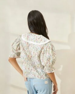 Loeffler Randall Chantal Floral Puff-Sleeve Blouse -Loeffler Randall CHANTAL CCLPM 2533copy2