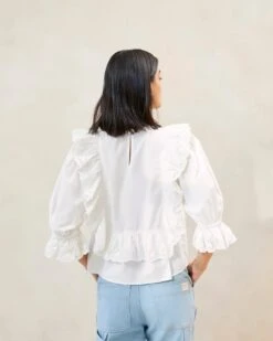 Loeffler Randall Cosima White Heart Embroidery Blouse -Loeffler Randall COSIMA CTN WHITE 089copy b2847433 1cd5 466f 9bf2 bb5fedce9170