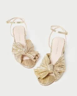 Loeffler Randall Dahlia Gold Pleated Bow Heel 9 Loeffler Randall Dahlia Gold Pleated Bow Heel -Loeffler Randall DAHLIA PLA GOLD 3
