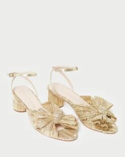 Loeffler Randall Dahlia Gold Pleated Bow Heel 10 Loeffler Randall Dahlia Gold Pleated Bow Heel -Loeffler Randall DAHLIA PLA GOLD 4 1