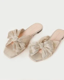 Loeffler Randall Daphne Platinum Pleated Bow Slide 9 Loeffler Randall Daphne Platinum Pleated Bow Slide -Loeffler Randall DAPHNE PLA PLTNM 3