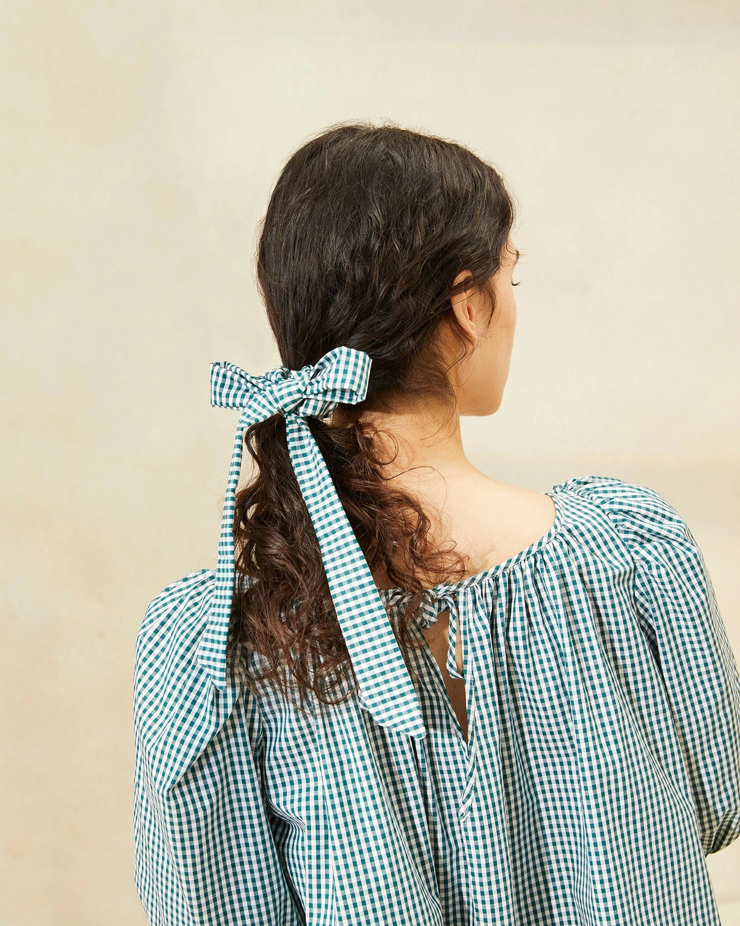 Loeffler Randall Dee Nutmeg/Gingham Bow Scrunchies 5 Loeffler Randall Dee Nutmeg/Gingham Bow Scrunchies - Image 3