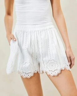 Loeffler Randall Dorian White Scalloped Shorts