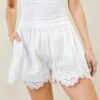 Loeffler Randall Dorian White Scalloped Shorts 1 Loeffler Randall Dorian White Scalloped Shorts -Loeffler Randall DORIAN CTN WHITE 102copy