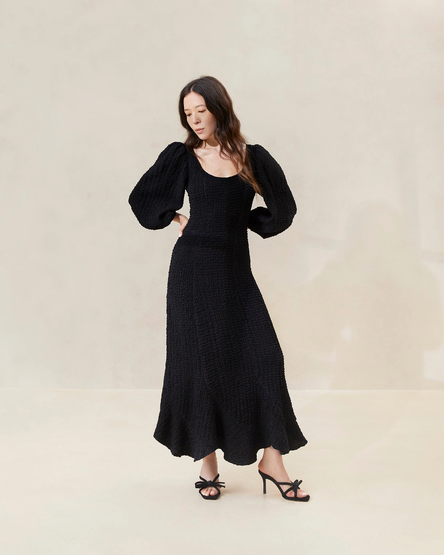 Loeffler Randall Eileen Black Puckered Curve Dress 3 Loeffler Randall Eileen Black Puckered Curve Dress