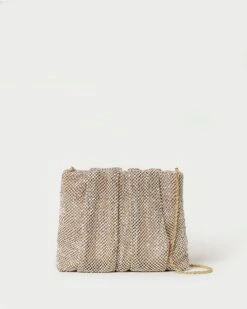 Loeffler Randall Ember Gold Diamanté Gathered Clutch