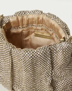 Loeffler Randall Ember Gold Diamanté Gathered Clutch 10 Loeffler Randall Ember Gold Diamanté Gathered Clutch -Loeffler Randall EMBER DIAM GOLD 4