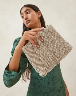 Loeffler Randall Ember Gold Diamanté Gathered Clutch 11 Loeffler Randall Ember Gold Diamanté Gathered Clutch -Loeffler Randall EMBER DIAM GOLD 5