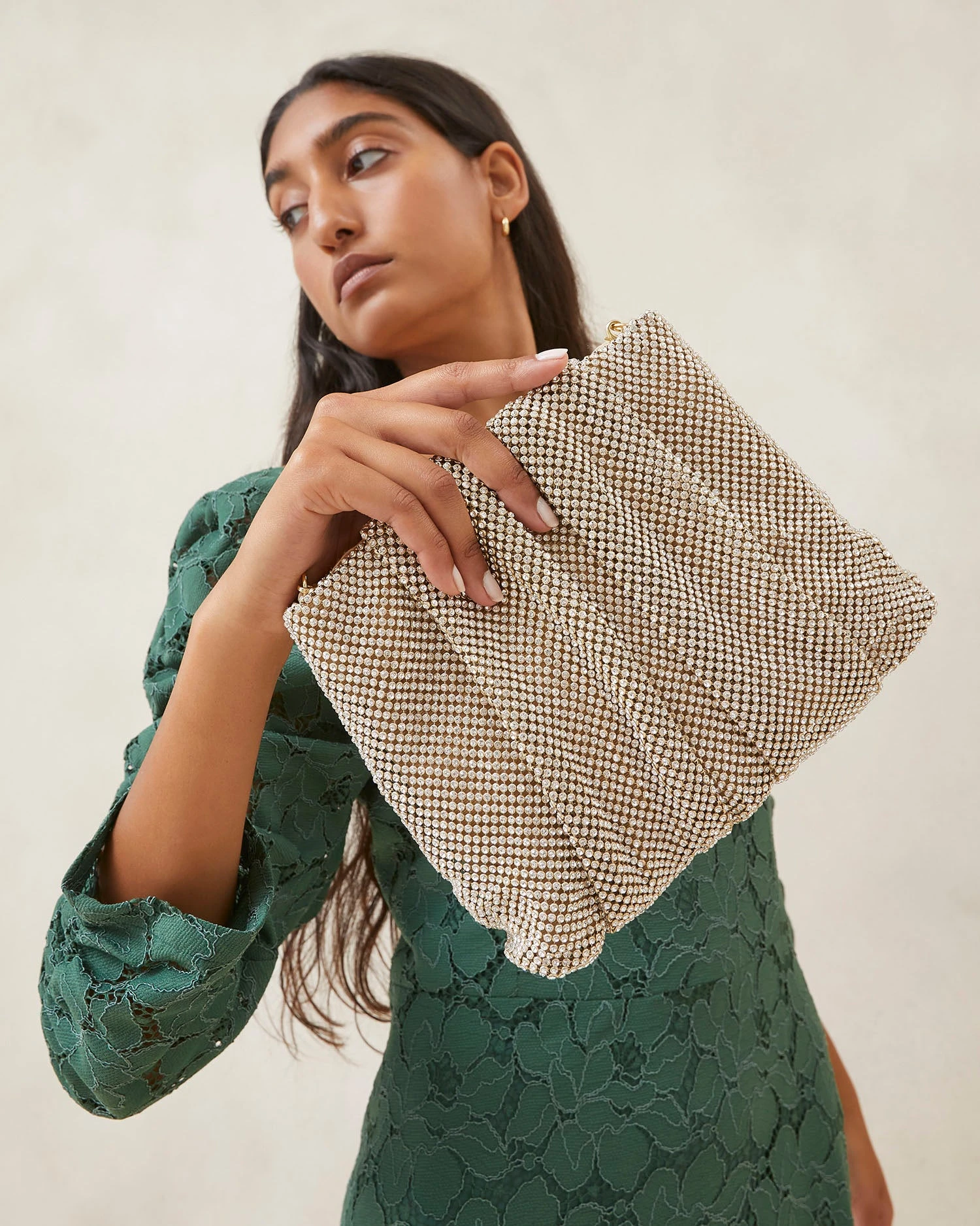 Loeffler Randall Ember Gold Diamanté Gathered Clutch 7 Loeffler Randall Ember Gold Diamanté Gathered Clutch - Image 5