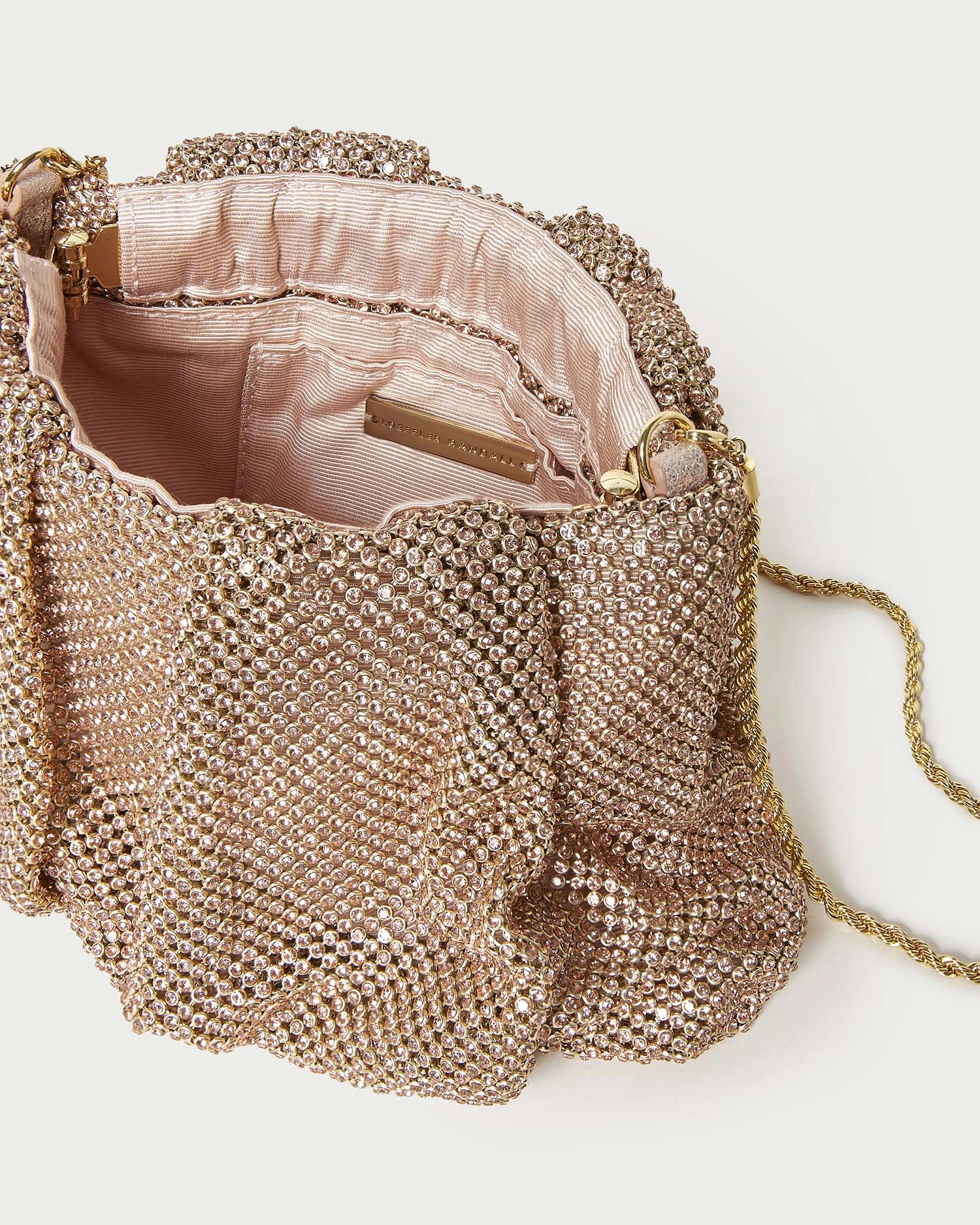 Loeffler Randall Ember Peach Diamanté Gathered Clutch 6 Loeffler Randall Ember Peach Diamanté Gathered Clutch - Image 4