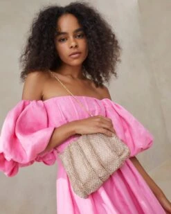 Loeffler Randall Ember Peach Diamanté Gathered Clutch 11 Loeffler Randall Ember Peach Diamanté Gathered Clutch -Loeffler Randall EMBER DIAM LTPEA 5