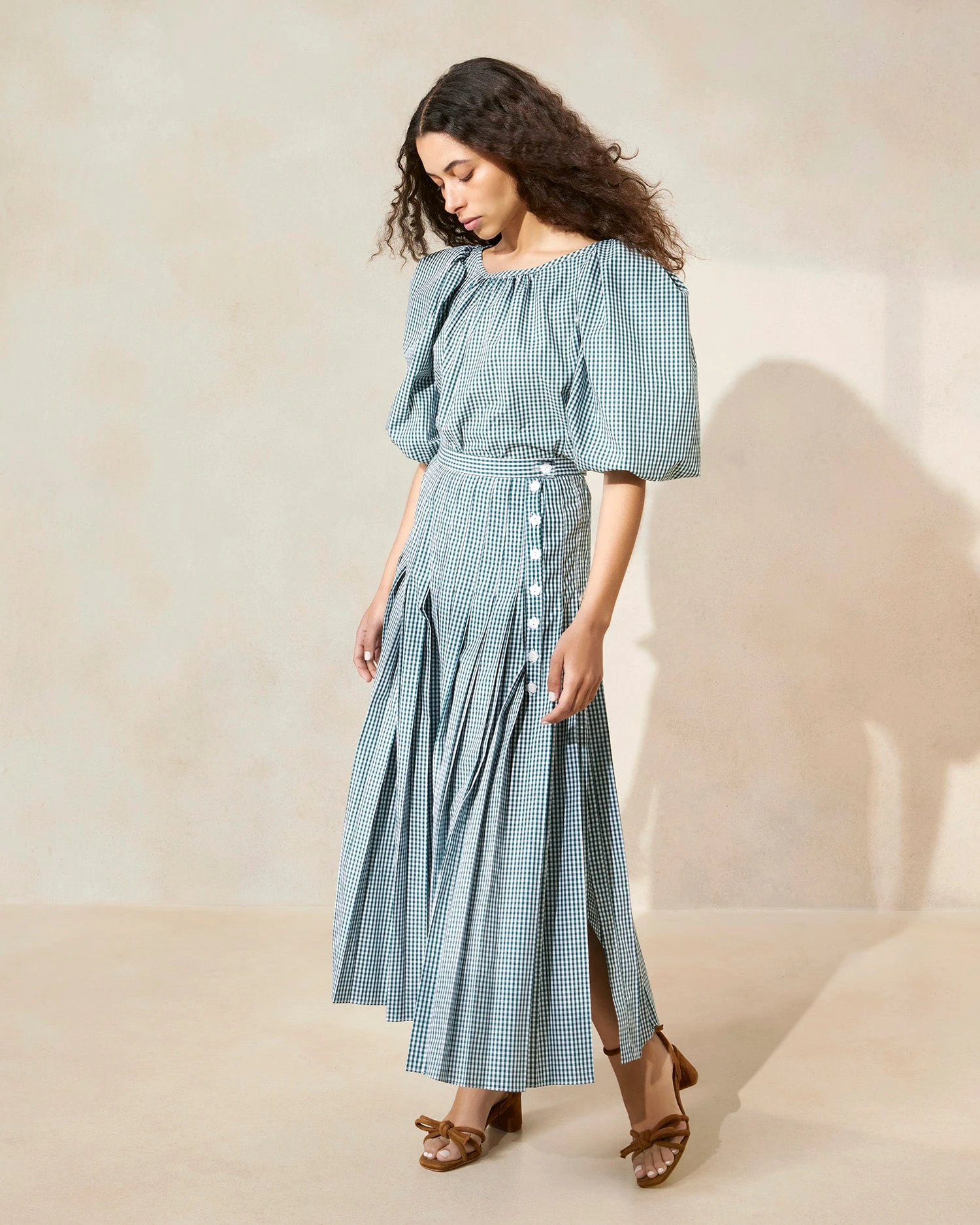 Loeffler Randall Emlyn Green Gingham Pleated Skirt 5 Loeffler Randall Emlyn Green Gingham Pleated Skirt - Image 3