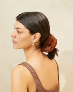 Loeffler Randall Emmy Brown Pleated Layer Scrunchie 7 Loeffler Randall Emmy Brown Pleated Layer Scrunchie -Loeffler Randall EMMY PLFA BROWN 002copy