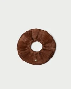 Loeffler Randall Emmy Brown Pleated Layer Scrunchie
