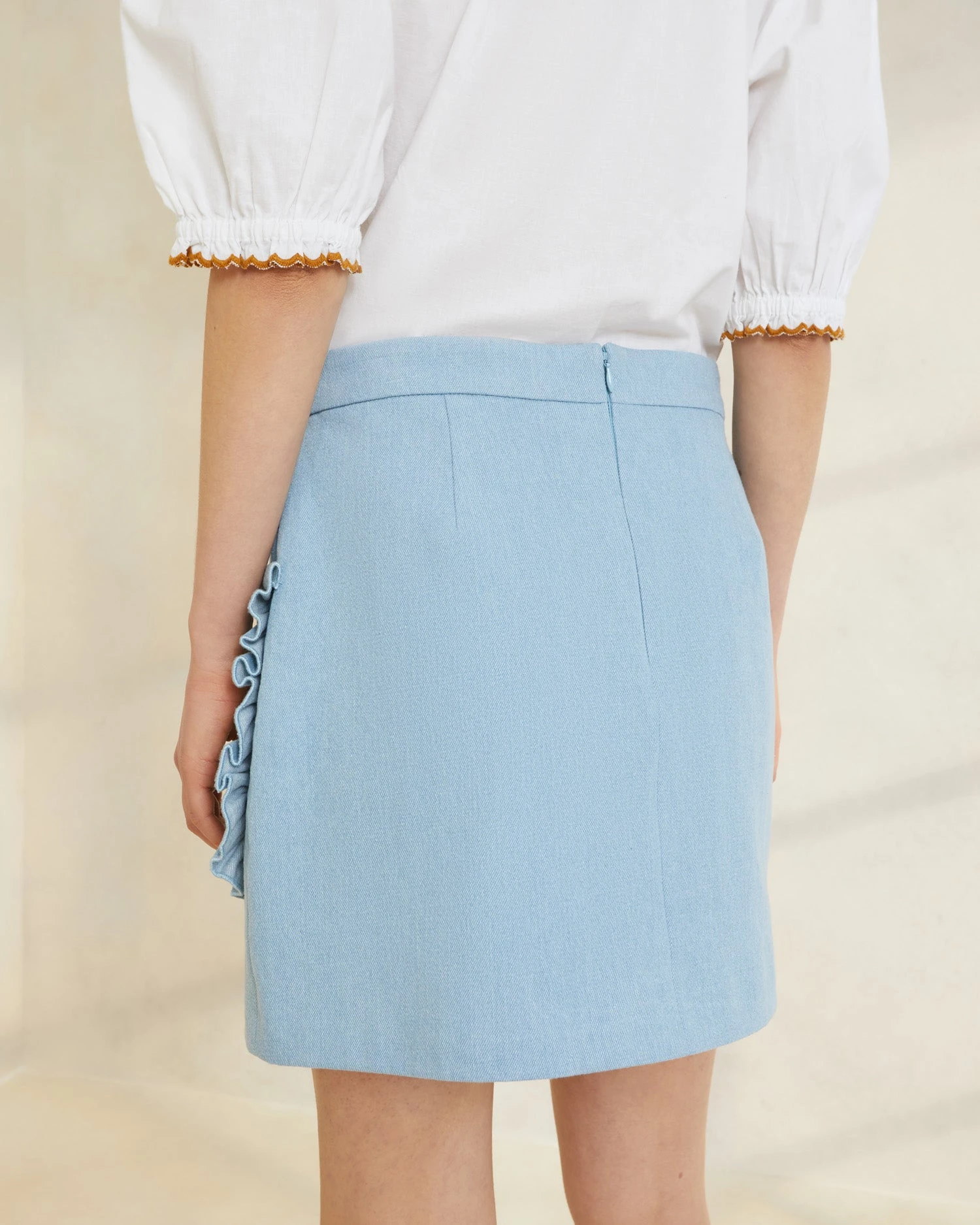 Loeffler Randall Eura Denim Ruffle Pocket Skirt 5 Loeffler Randall Eura Denim Ruffle Pocket Skirt - Image 3