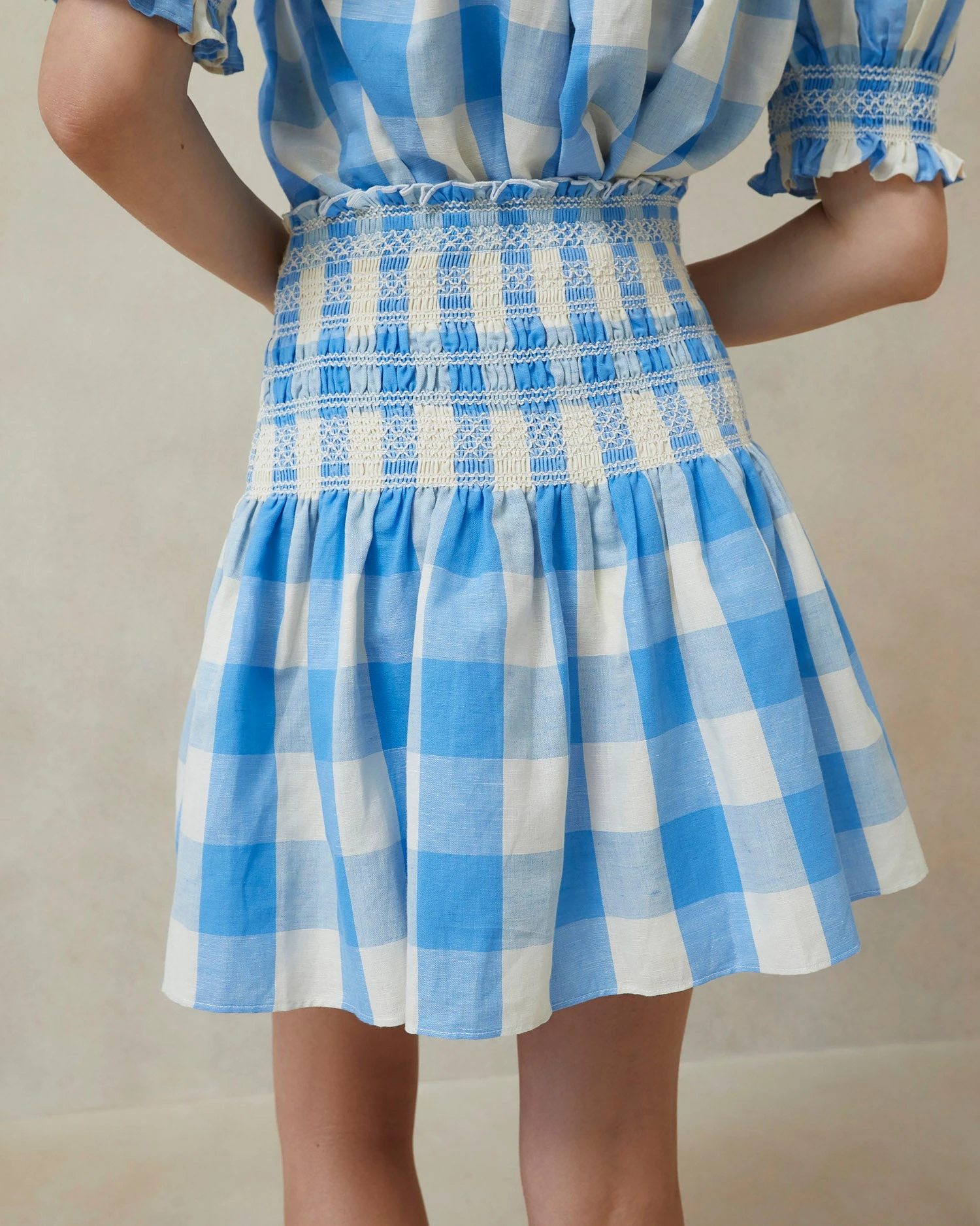 Loeffler Randall Gilles Blue Gingham Smocked Skirt 5 Loeffler Randall Gilles Blue Gingham Smocked Skirt - Image 3