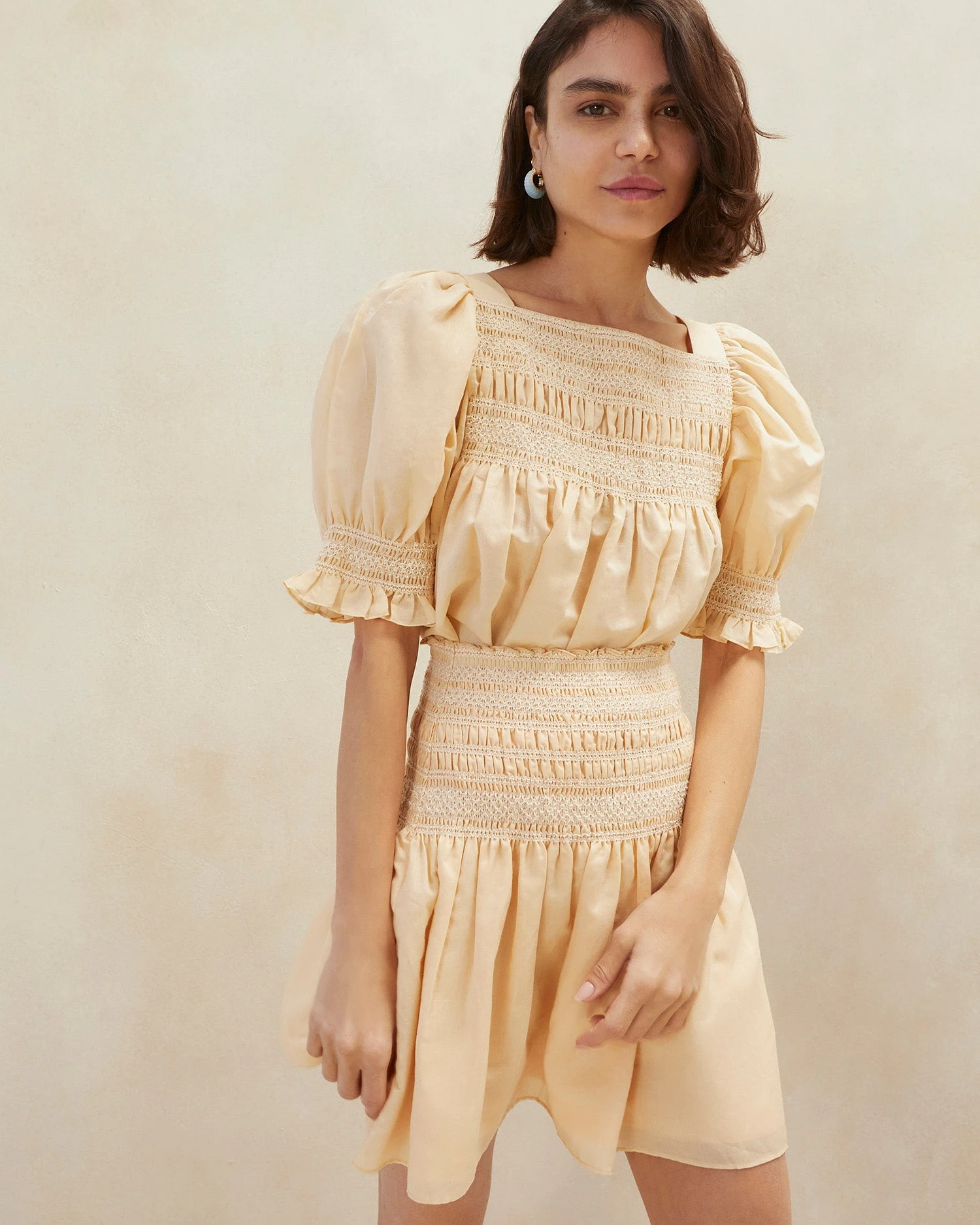 Loeffler Randall Gilles Sand Ecru Smocked Skirt 4 Loeffler Randall Gilles Sand Ecru Smocked Skirt - Image 2