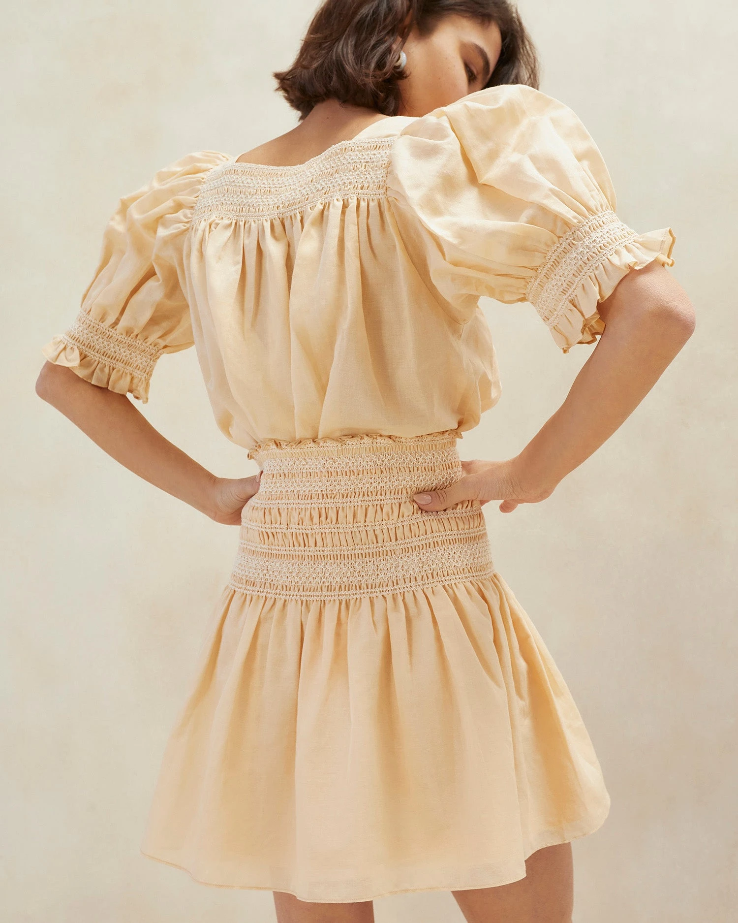 Loeffler Randall Gilles Sand Ecru Smocked Skirt 5 Loeffler Randall Gilles Sand Ecru Smocked Skirt - Image 3