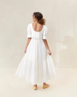 Loeffler Randall Gillian Milk Puff-Sleeve Tiered Dress 7 Loeffler Randall Gillian Milk Puff-Sleeve Tiered Dress -Loeffler Randall GILLIAN CTN MILK 077copy
