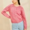 Loeffler Randall Lindy Pink Cable Sleeve Cardigan 1 Loeffler Randall Lindy Pink Cable Sleeve Cardigan -Loeffler Randall GOODCARDI PINK 026